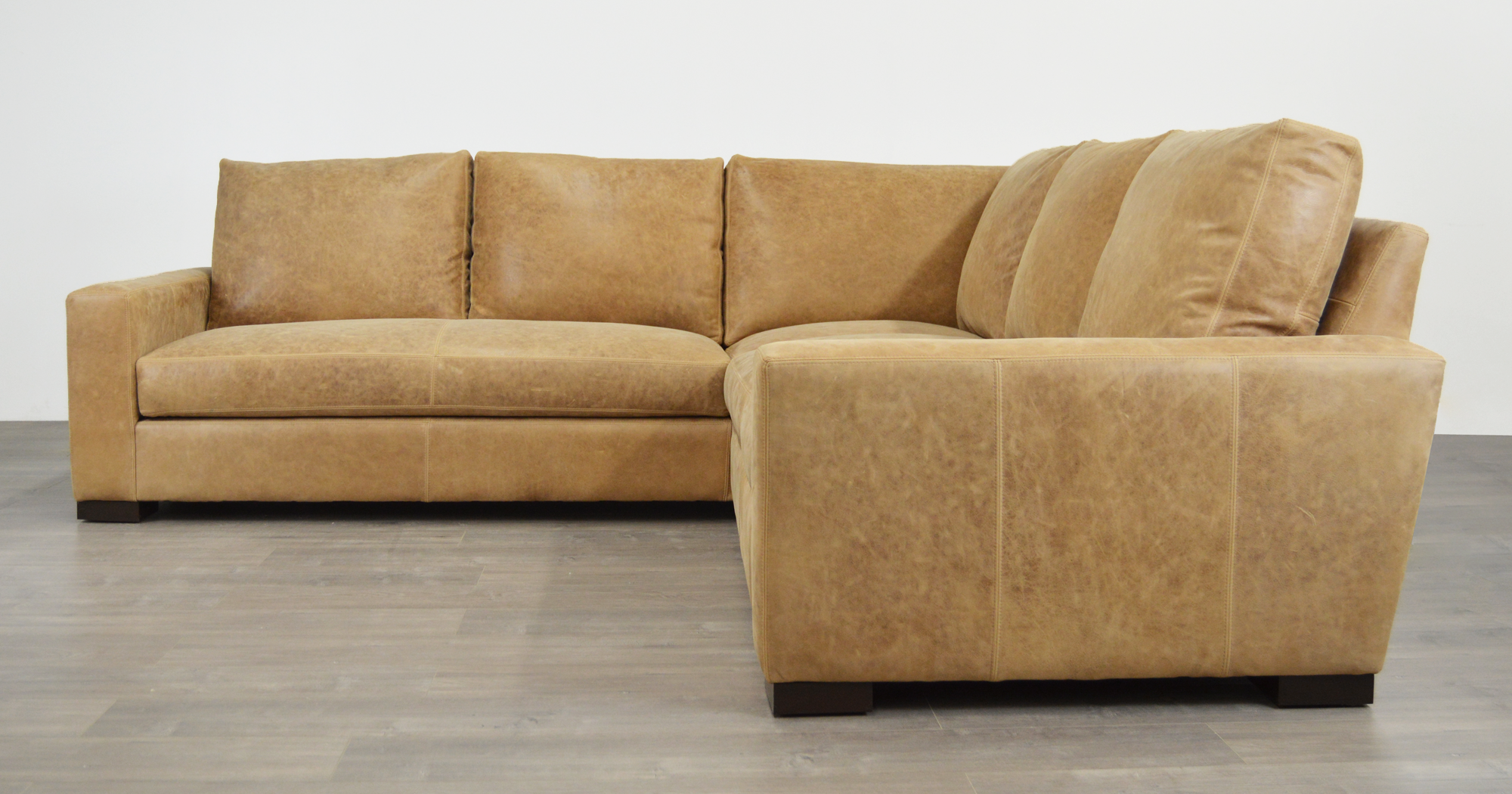 Braxton Corner Sectional Sofa Burnham Beige Nubuck Leather 