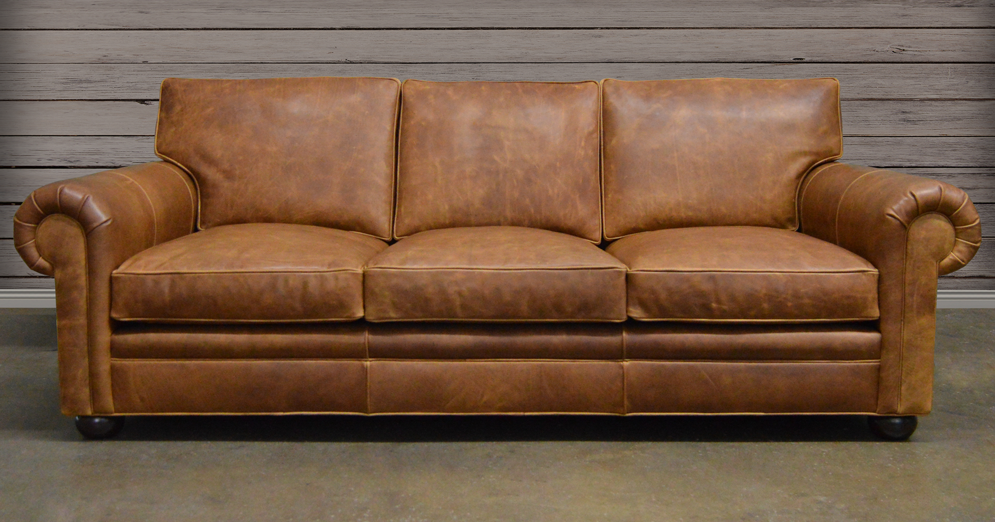 tan leather sofa